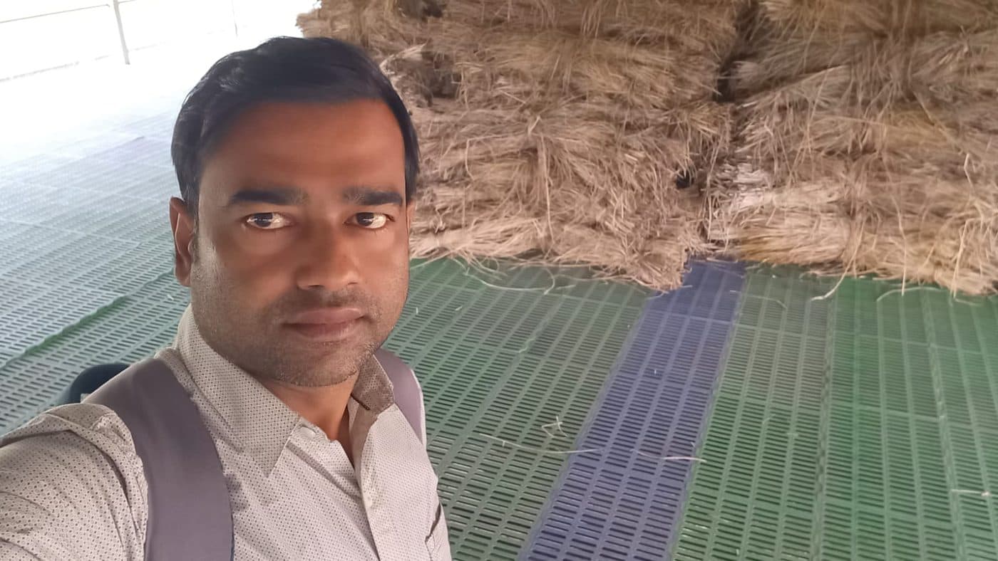 পোলট্রি শেড — স্ল্যাটেড ফ্লোর ও খড় মজুত।